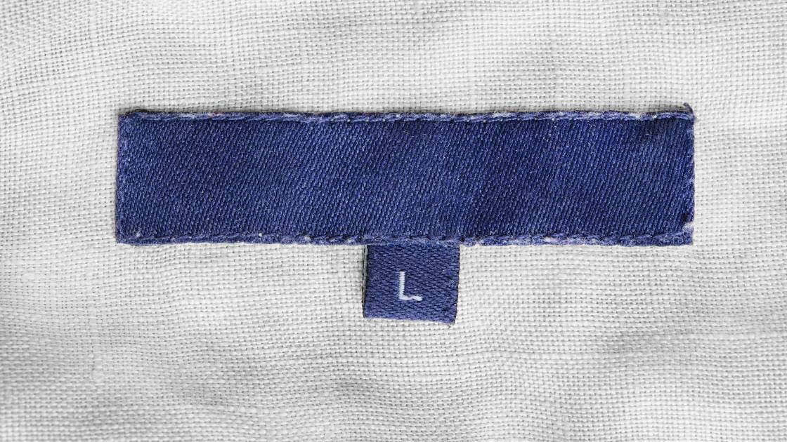 A blank label sewn into clothing