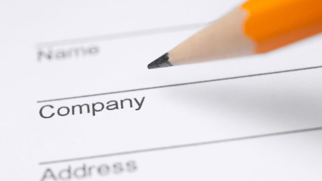 A blank form without company name