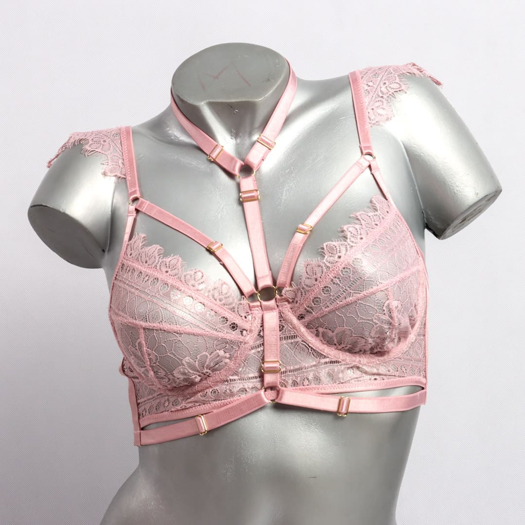 An expensive lingerie top shown in pink