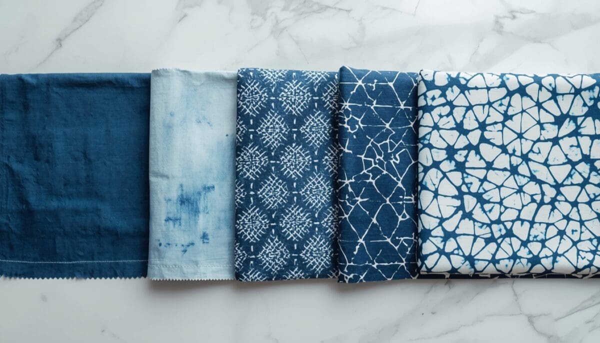 image showing various dyeing techniques on natural fabric